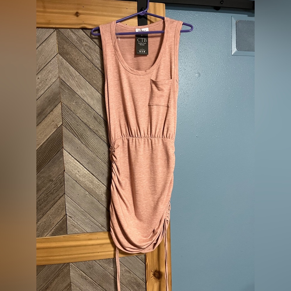 Gilli Ruched Tank Mini Dress in Pink Heather
